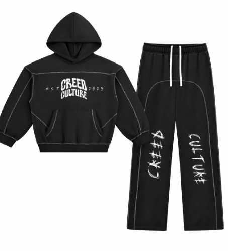Contrast-Stitched Boxy Hoodie & Sweatpants